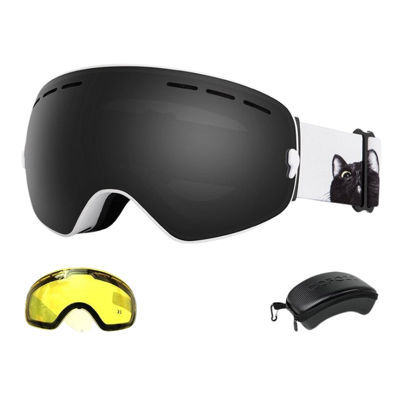 Double Layers Anti-Fog Goggles With Quick-Change Lens And Case Set