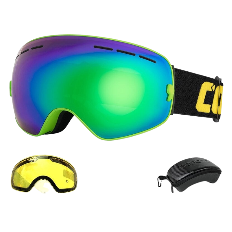 Double Layers Anti-Fog Goggles With Quick-Change Lens And Case Set