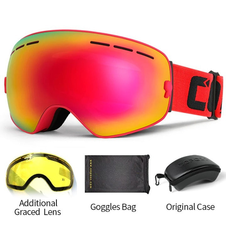 Double Layers Ski Goggles With Quick-Change Lens And Case Set