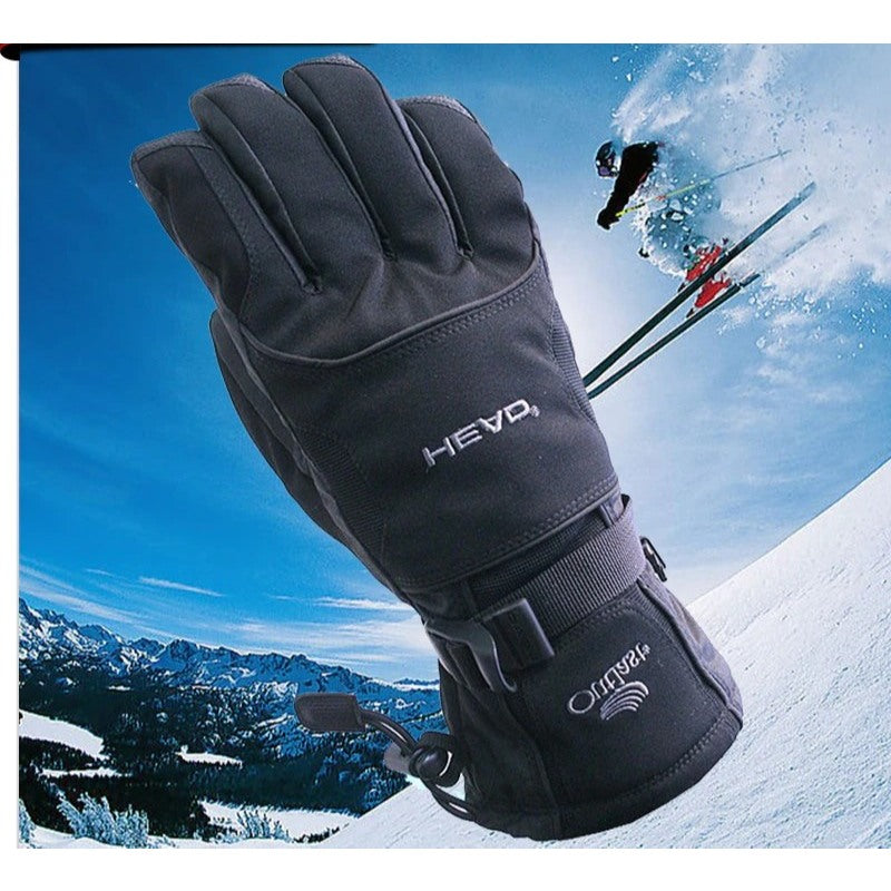 Black Winter Windproof Waterproof Ski Gloves