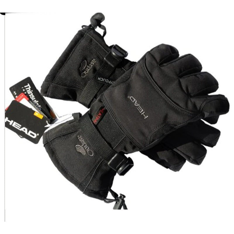 Black Winter Windproof Waterproof Ski Gloves