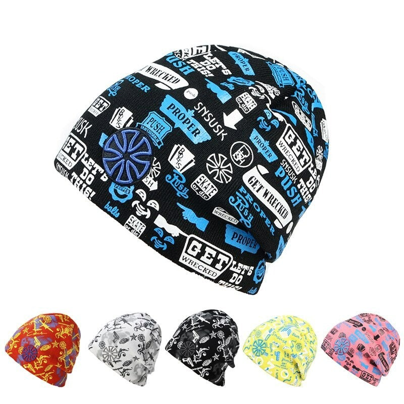 Colorful Printed Knitted Beanies Hat For Skiing